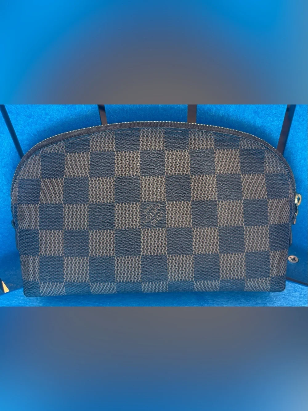 LV Damier Ebene Canvas Pouch with Gold